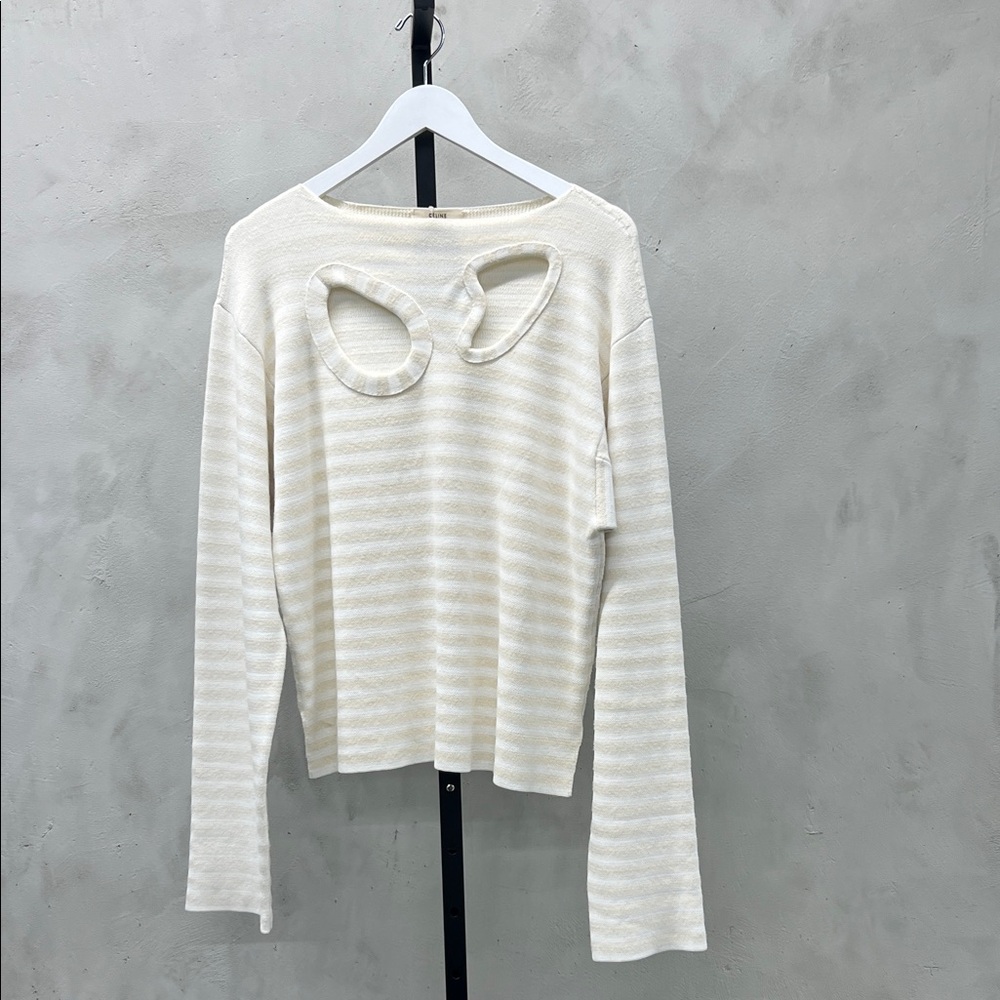 Striped Cream Long Sleeve Top